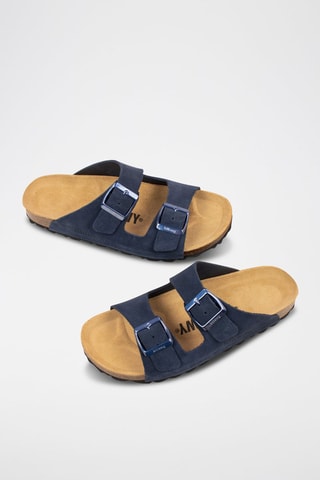 Mules en nubuck - Bleu foncé