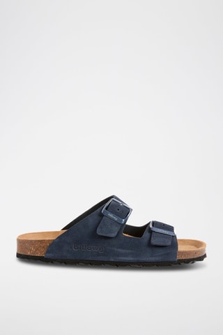 Mules en nubuck - Bleu foncé