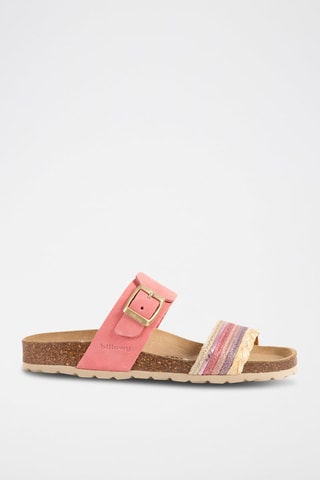 Mules en cuir - Fuchsia