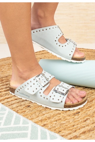 Mules en nubuck - Ciel