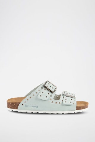Mules en nubuck - Ciel