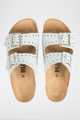Mules en nubuck - Ciel