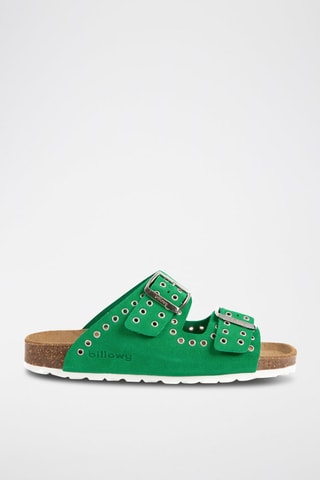 Mules en nubuck - Vert