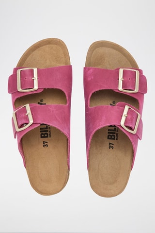 Mules en cuir - Fuchsia