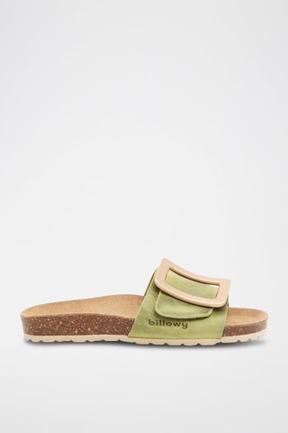 Mules en nubuck - Vert olive