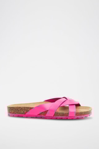 Mules en cuir - Fuchsia