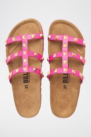 Mules en cuir - Fuchsia