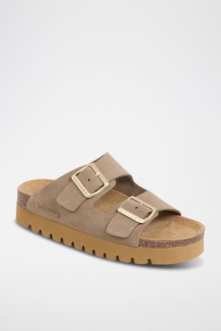 Mules à plateforme en cuir - Marron clair