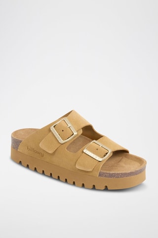 Mules à plateforme en cuir - Marron