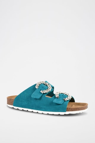 Mules en nubuck Rosso Turquoise