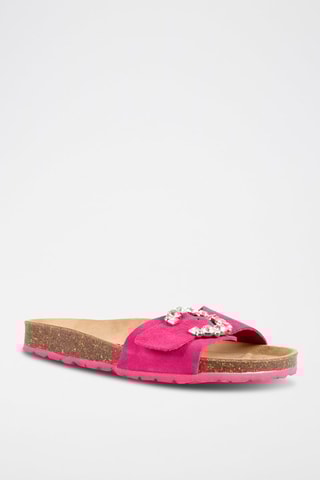 Mules en nubuck Rosso Fuchsia