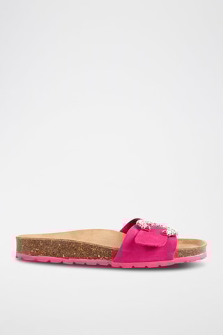 Mules en nubuck Rosso Fuchsia