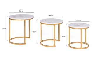 3 tables basses gigognes rondes Glam