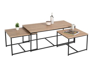 3 tables gigognes Manufacture - Imitation bois et noir
