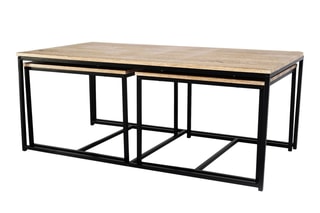 3 tables gigognes Manufacture - Imitation bois et noir