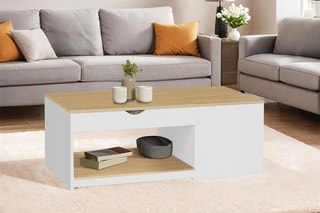 Table basse Elina - Blanc et imitation bois