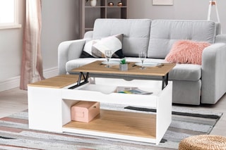 Table basse relevable avec coffre Elina - Blanc