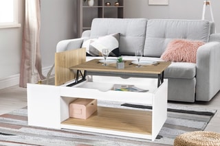 Table basse relevable avec coffre Elina - Blanc