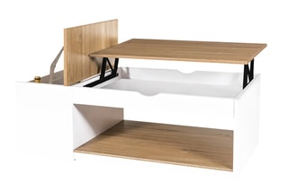 Table basse relevable avec coffre Elina - Blanc