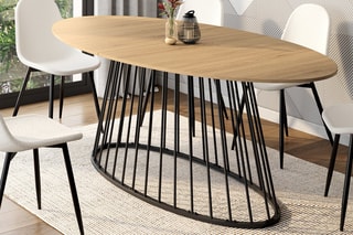 Table à manger Adelle - Imitation bois et noir