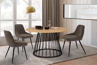 Table à manger Adelle - Imitation bois et noir
