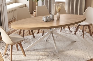 Table à manger Céleste - Naturel et blanc