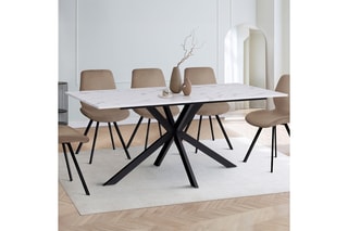 Table à manger Glam - Imitation marbre et noir