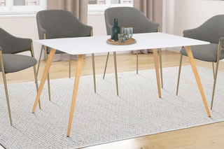Table Sally - Imitation bois et blanc