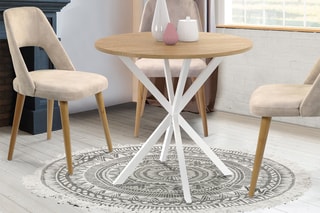 Table Soline - Imitation bois et blanc