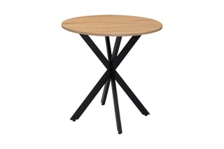 Table de repas ronde Soline - Imitation bois et noir