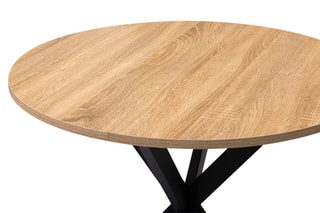 Table de repas ronde Soline - Imitation bois et noir