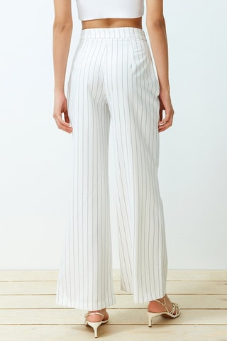 Pantalon wide legs taille haute - Ecru