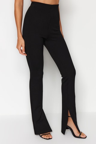 Calças bootcut cintura subida Preto