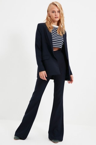 Pantalon taille haute - Bleu marine