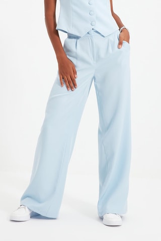 Calças wide legs cintura subida Azul-claro