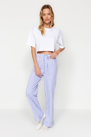 Calças de pijama - Branco e azul-claro