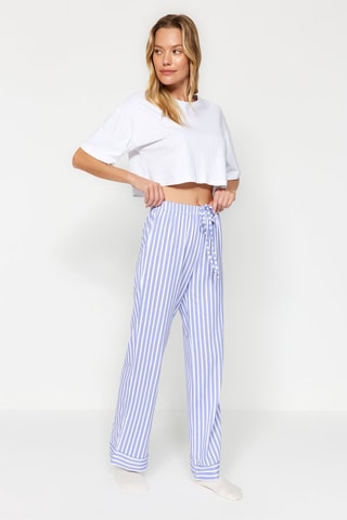 Calças de pijama - Branco e azul-claro