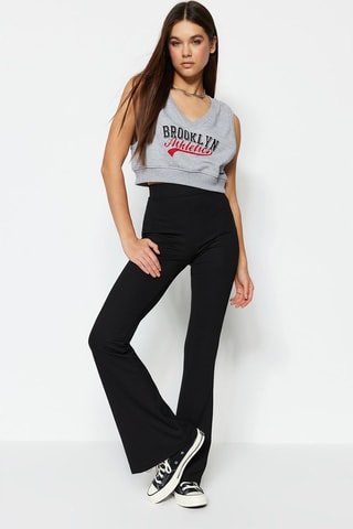 Pantalon flare taille haute Noir