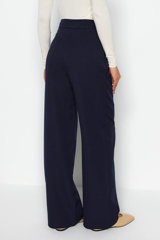 Calças wide legs com cintura subida Azul-marinho