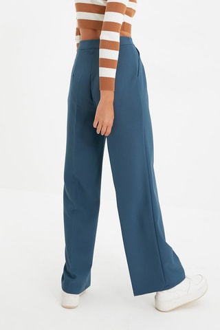 Pantalon wide legs taille haute Bleu pétrole