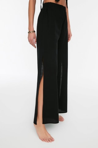 Calças wide legs de cintura subida Preto