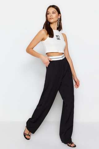 Calças bootcut cintura subida Preto