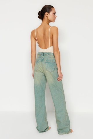 Jean wide legs taille haute Bleu 
