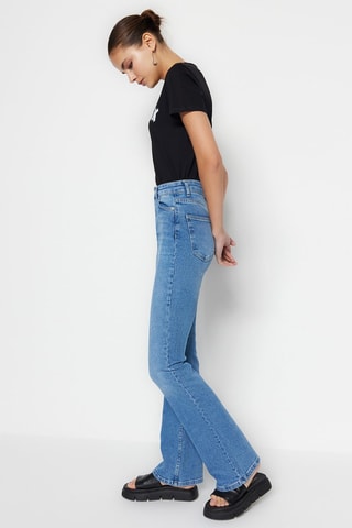 Jean flare taille haute Bleu