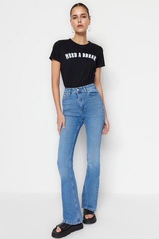 Jean flare taille haute Bleu