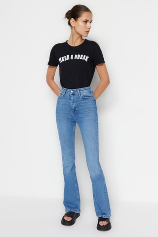 Jean flare taille haute Bleu