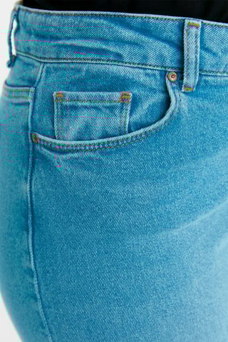 Calças de ganga slim 7/8 cintura subida Azul-claro