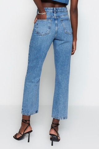 Calças de ganga bootcut cintura subida Azul-celeste