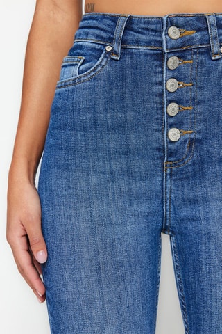 Jean skinny taille haute Bleu