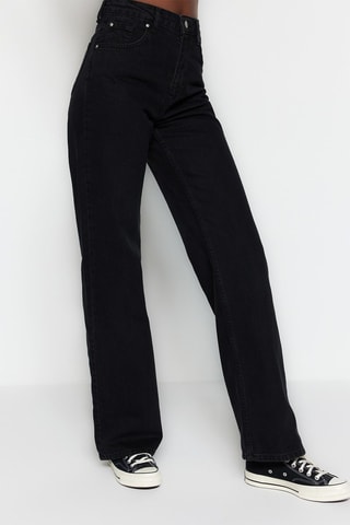 Jean wide legs taille haute Noir